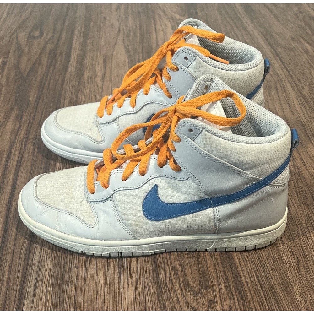 Nike Dunk High Grey Blue With Orange Laces Woman's 8.5